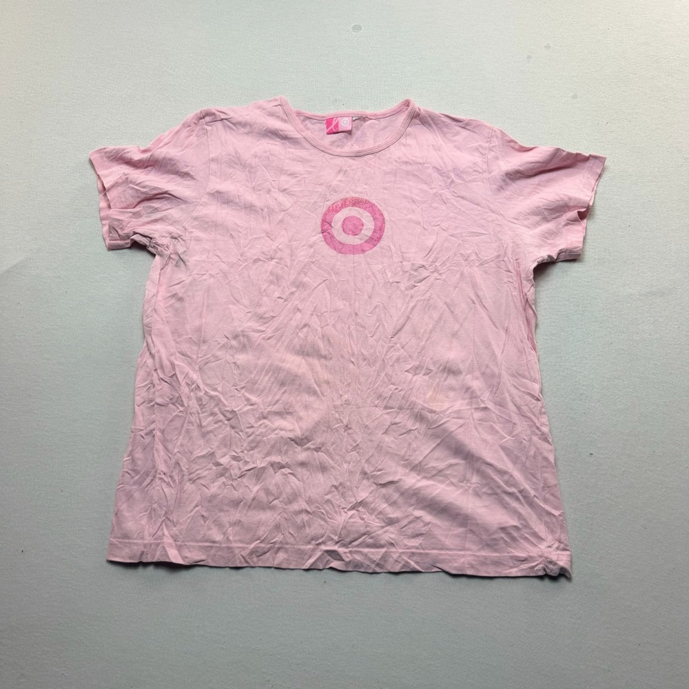 Target Graphic Tee Women Large Pink Good Glitter Bullseye Logo Short Sleeve Tee